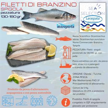 FILETTI DI BRANZINO/SPIGOLA 160/220GR.(dicentrarchus labrax) FAO 37