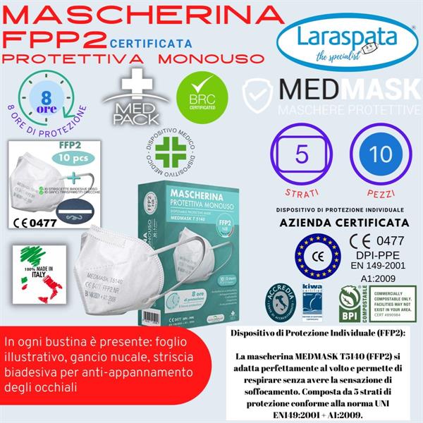 MASCHERINA FFP2 CERTIF. DPI-CE0477- blister 10 PZ. medmask